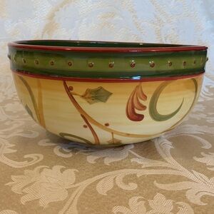 Demdaco Ceramic Bowl with Green and Red Design